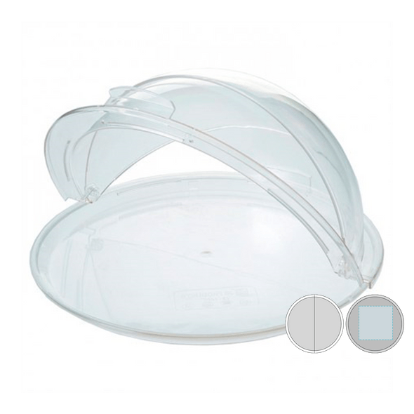 Bandeja transparente con cúpula de policarbonato Bandeja transparente con cúpula de policarbonato